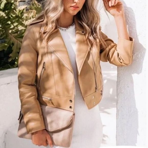 Deluc Jackets & Blazers - Gramercy pocketed faux leather moto jacket